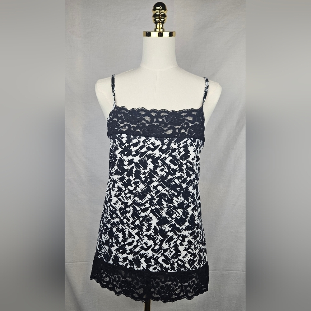 Boutique Essentials Size Lg Blck & White Camisole Classic‎ Whimsygoth Summer